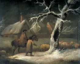 Shepherd in einer verschneiten Landschaft