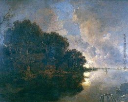Brügge Fluss, Ostend in der Entfernung - Moonlight