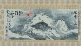 Beseitigen von Wetter nach Schnee auf Gipfel des Berges Fuji