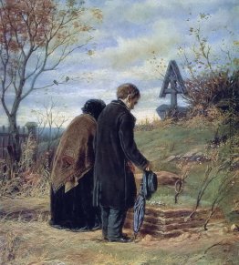 Old Eltern Besuch am Grab ihres Sohnes