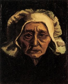 Kopf einer alten ländlichen Frau mit weißer Kappe