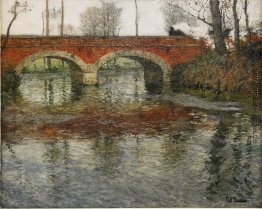 Französisch Flusslandschaft mit einer Steinbrücke