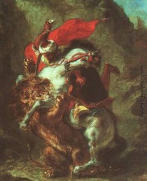 Arab Horseman von Löwen angefallen