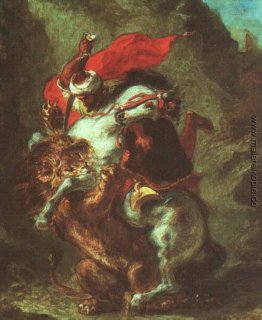 Arab Horseman von Löwen angefallen