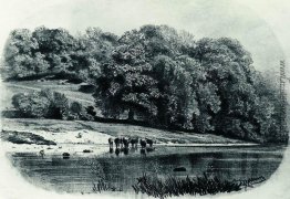 Herde am Ufer des Flusses
