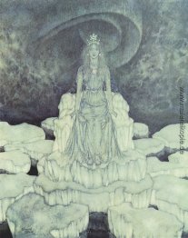 Die Schnee-Königin auf dem Thron aus Eis