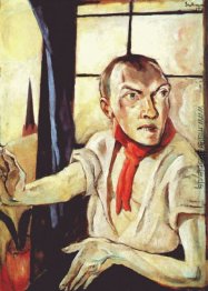 Selbstporträt mit rotem Schal Selbstporträt mit rotem Schal