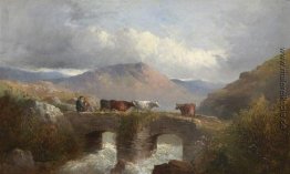 Hirte mit Cattle Crossing Brücke