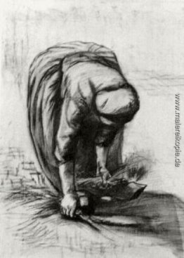 Ländliche Frau Bücken und Gleaning