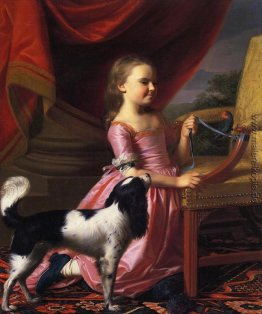  Junge Dame mit einem Vogel und Hund