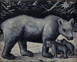 Weißen Bären mit ihren Jungen