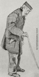 Orphan Mann mit Mütze und Spazierstock