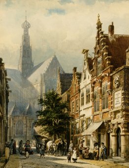 Viele Figuren in den Straßen von Haarlem