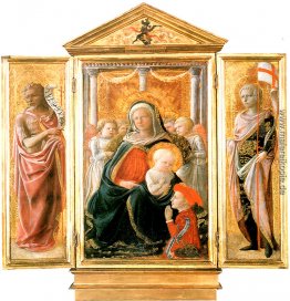 Madonna der Demut mit Engeln und Spender