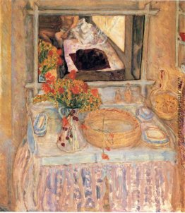 Toilette mit ein Strauß rote und gelbe