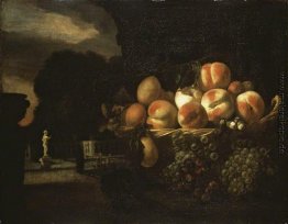 Stillleben von Obst in einem formalen Garten