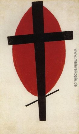 Schwarzes Kreuz auf einem roten ovalen