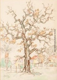 Einer großen Eiche vor den Häusern Einer großen Eiche vor den Häusern