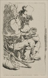 Ein Bettler wärmte sich die Hände über einen Chafing Dish