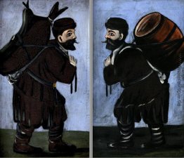 Arbeitnehmer mit einem Lauf (diptych)