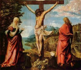 Kreuzigungsszene, Christus am Kreuz mit Maria und Johannes