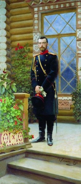 Porträt des Kaisers Nicholas II auf der Veranda
