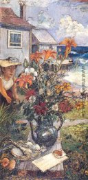 Frau des Künstlers mit einem Blumenstillleben Frau des Künstlers mit einem Blumenstillleben