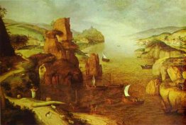 Landschaft mit Christus erscheint den Aposteln am See von Tiberi