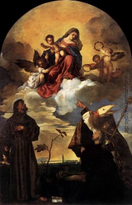 Madonna in der Glorie mit dem Jesuskind und Sts Francis und Alvi