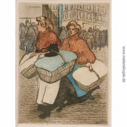 Laundresses tragen linnen