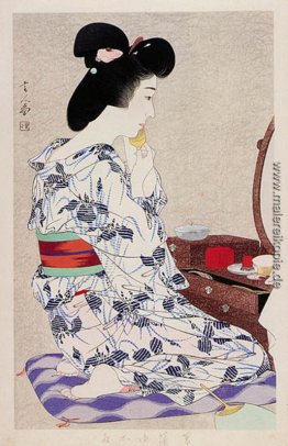 In einem hellen Sommer Kimono mit Iris