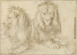 Zwei sitzende Löwen