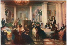 Puschkin und seine Freunde zu hören Mickiewicz im Salon der Fürs