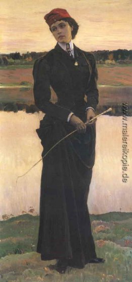 Porträt von Olga Nesterova (Frau in einem Riding Habit)