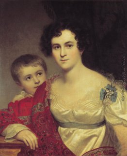 Porträt von A. I. Molchanova mit Tochter