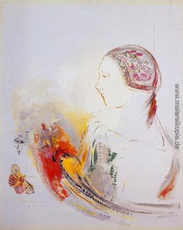 Profil eines Kindes (Profil von einem Mädchen mit Paradiesvogel)