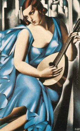 Blau Frau mit einer Gitarre