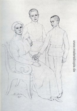 Das Familien-Porträt (Klavdiya Yuon, Ehefrau Künstlers und Söhne