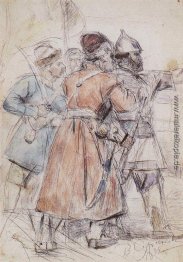 Jermak mit Kosaken (Studie zu "Die Eroberung Sibiriens durch Jer