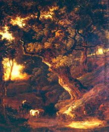 Landschaft mit Kühen und menschliche Figur Landschaft mit Kühen und menschliche Figur