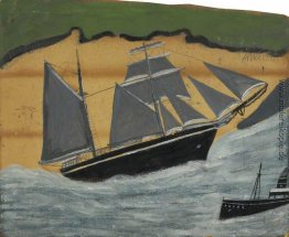 Segelschiff vor einem Sandstrand