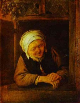 Eine alte Frau durch Fenster
