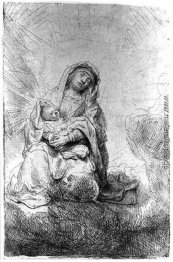 Madonna und Kind in den Wolken