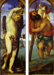 Flügel eines Triptychons: St. Sebastian, St. Christopher Flügel eines Triptychons: St. Sebastian, St. Christopher