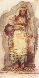 Ein Modell mit östlichen Kleid