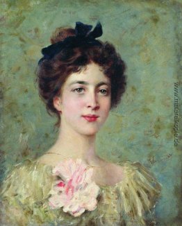 Portrait der jungen Dame mit rosa Bogen