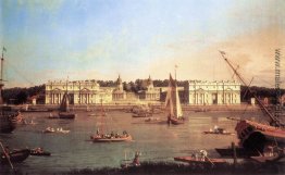London: Greenwich Krankenhaus aus dem Nordufer der Themse