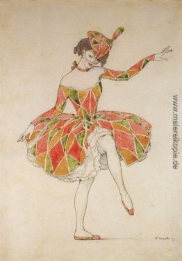 Design der Kostüme von Columbine für Anna Pavlova in Harlequinad