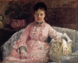 Porträt einer Frau in einem rosa Kleid