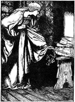 Isolde entdeckt die Kerbe in dem Schwert des Tristan